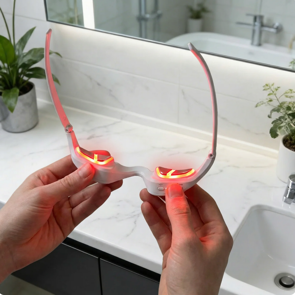 GlowLens™ 3-in-1 Red Light Eye Therapy Device – Targets Wrinkles, Dark Circles & Puffiness